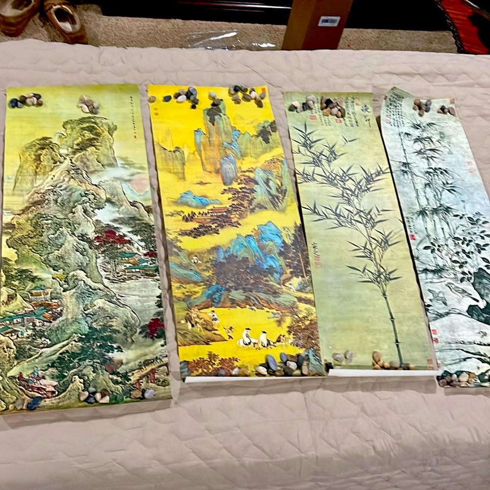 These are reproductions-famous Chinese paintings from antiquity Beautiful qty 4